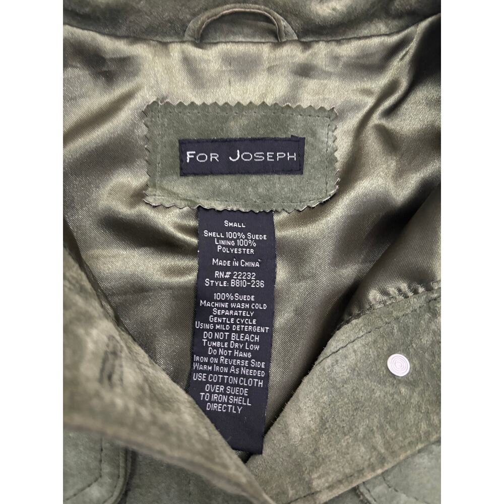 For Joseph‎ Olive Green Suede Leather Trucker Jacket Womens Small B810-236 - Picture 2 of 5